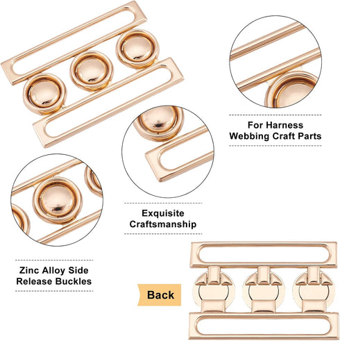 BENECREAT 3 Set 3 Colors Wide Waist Belt Eye Buckle, 2.7x1.2 Metal Hook Buckle Fastening Belt Accessories for DIY Waist Belt Hand Sewing Dress Bel...