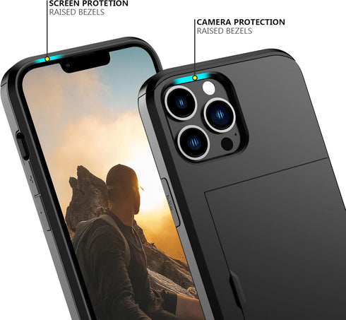 Nvollnoe for iPhone 12 Pro Max Case with Card Holder Heavy Duty Protective Dual Layer Shockproof Hidden Card Slot Slim Wallet Case for iPhone 12 P...