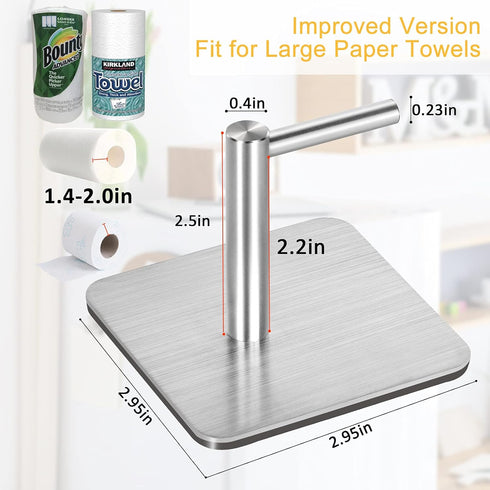Magnetic Paper Towel Holders Heavy Duty Steel Brushed Holder with Strong Magnetic Backing - Fit for Large Paper Towels or Use as Hook - for Kitche...