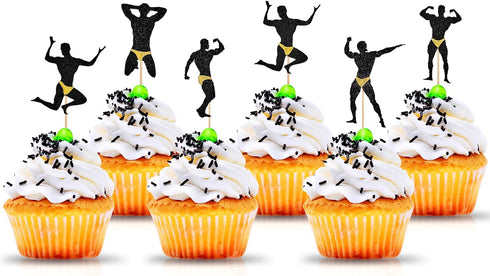 36 PCS Male Dancers Beefcake Cupcake Toppers,Bachelorette Cupcake Toppers Picks, Hen Party Decoration Supplies...