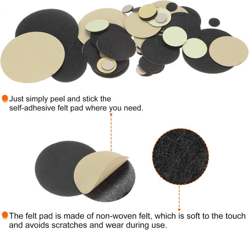 200pcs Round Adhesive Felt Circles, 60mm 3/64" Pre Cut Felt Craft Stickers Non-Woven Mini Felt Fabric Circles for DIY Sewing Handcraft Cut Project...
