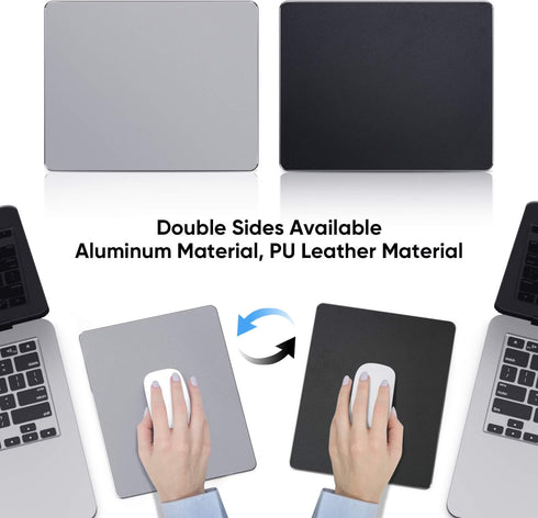 Mouse Pad, Gray Premium Hard Metal Aluminum Mousepad, Double Side Waterproof Ultra Smooth Mouse Pad for Fast and Accurate Mouse Control for Office...