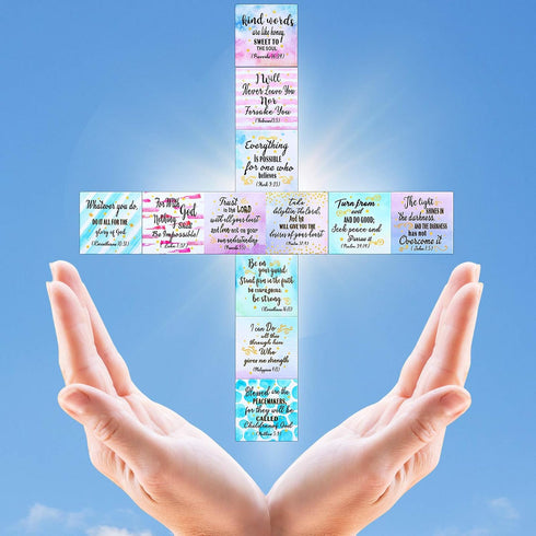Weewooday 12 Pcs Inspirational Christian Magnets with Bible Verses Refrigerator Motivational Christian Magnets Locker Religious Faithful for Fridg...