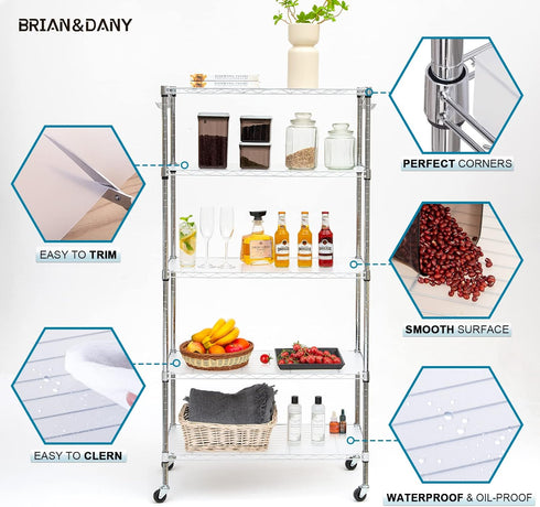 BRIAN & DANY Wire Shelf Liner 14" X 30", Heavy Duty Shelf Liners for Wire Shelving, Waterproof Protector Mats, Set of 5, Transparent...