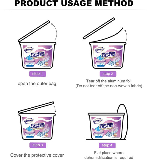 NATRUTH Moisture Absorbers 10.5OZ*6-Pack With Lavender Scent,Portable Closet Dehumidifier, Odor Eliminator Absorber Bucket,Humidity Absorber,Clean...