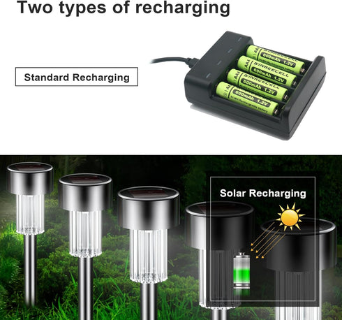 Rechargeable AAA Batteries, Ni-MH Triple A Solar Batteries High Capacity 1.2V Pre-Charged for Outdoor Solar Lights, String Lights, Pathway Lights ...