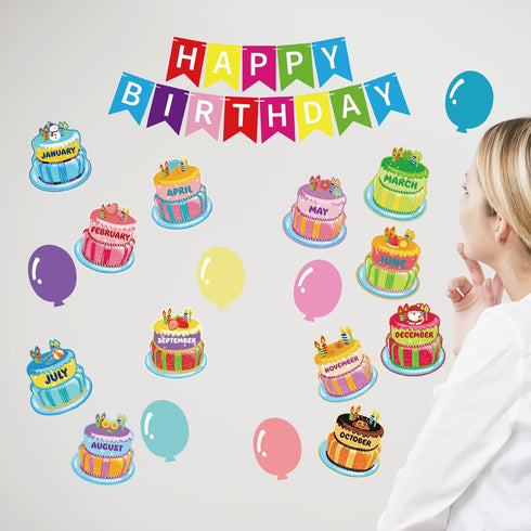 31Pcs Happy Birthday Bulletin Board Set Birthday Wall Classroom Decoration Cutouts for Calendars Bulletin Boards Classrooms....