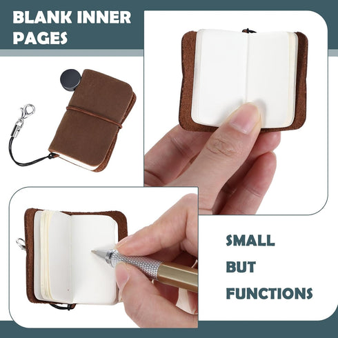 4 Pcs 1.9 x 1.3'' Vintage Cute Mini Notebook Small Miniature Notebook Refillable Pocket Tiny Journal Portable Leather Cover with Book Insert for D...