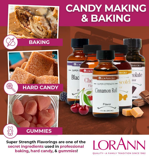 LorAnn Oils Super Strength Flavoring - Used For Candy Making, Flavoring Extracts, Baking, Hard Candy, and Flavor Oils - Bold, Natural Flavors 4X S...