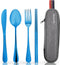 Travel Utensils with Case, Quatish Portable Silverware Set for Work, 304 Stainless Steel Reusable Travel Cutlery Set, Fork and Spoon Set for Campi...