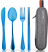 Travel Utensils with Case, Quatish Portable Silverware Set for Work, 304 Stainless Steel Reusable Travel Cutlery Set, Fork and Spoon Set for Campi...