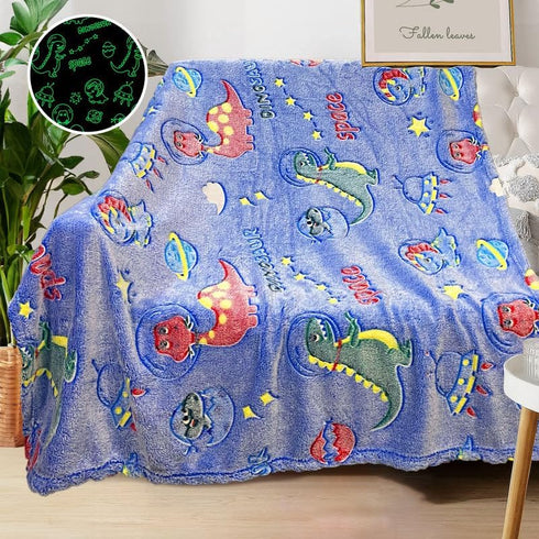 Dinosaur Blanket for Boys, Personalized Baby Blankets for Boys, Dinosaur Glow in The Dark Blanket for Kids, Toddler Blanket for Boys, Soft Fleece ...