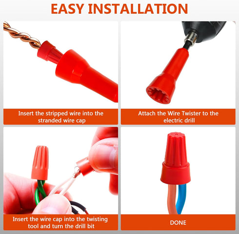 Wire Twisting Tool Wire Twister Wire Connector, Wire Twister Tool for Drill, Wire Stripping and Twisting Tool with 1/4 Chuck, Enhanced Wiring Effi...