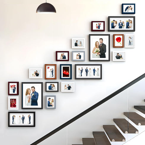 RPJC 8x10 inch Picture Frames Made of Solid Wood and High Definition Glass Display Pictures 5x7 with Mat or 8x10 Without Mat for Wall Mounting Pho...