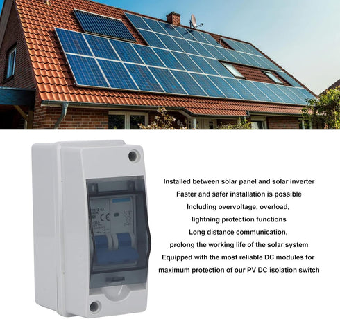 DC Disconnect Switch, 1000V 40A Protective Transparent Cover Miniature Circuit Breaker with IP65 Distribution Box for Home RV Photovoltaic Solar P...