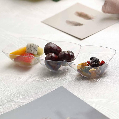 Kaya Premium Clear Rectangular 3-Hole Mini Disposable Plastic Bowls (Pack of 10) - Elegant, Durable & Ideal for Parties - Perfect for Appetizers &...