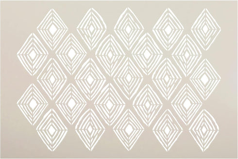 Hand Drawn Diamond Ikat Pattern Stencil by StudioR12 - Select Size - USA MADE - DIY Boho Wall Decor | Reusable Mixed Media Template for Painting |...