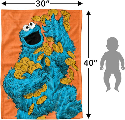 LOGOVISION Sesame Street Lightweight Baby Blanket, 30"X40", Cookie Monster Painted Unisex for Infants Girls & Boys...