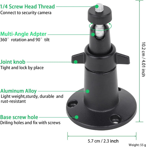 2 Pack Wall Mount Holder for SimpliSafe Outdoor Security Camera, 360°Rotation Security Bracket with 1/4 Screw Thread, Camera Not Included (Black)...