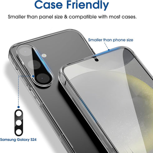 amFilm [3+3Pack Auto-Alignment Magnetic OneTouch for Samsung Galaxy S24 5G 6.2" Tempered Glass Screen Protector+3 Camera Lens Protector,30 Seconds...