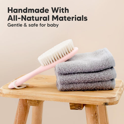 Baby Hair Brush - Baby Brush with Soft Goat Bristles, Cradle Cap Brush, Perfect Scalp Grooming Product for Infant, Toddler, Kids, Newborns, Baby G...