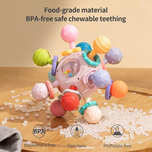 Baby Teething Toys Sensory Baby Toys chew Toys Teething Ball Rattle teethers Toys Grasping Activities Baby Toys for 0-6-12-18 Months Girls Boys Gi...