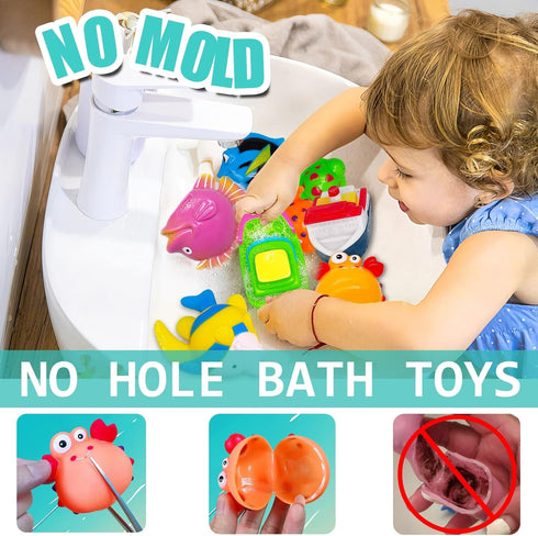 Mold Free Baby Bath Toys - Toy Boats No Hole Infant Toddler Bath Toy for Kids Age 1 2 3 4 Bathtub Water Pool Toys for Infants 6-12-18-24 Months Gi...