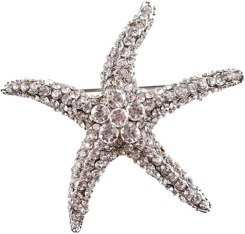 Fashion Color Starfish Inlaid Rhinestones Alloy Brooch Pins Women Girls Accessories...