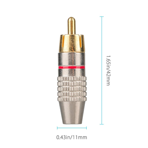 EEEKit 20Pack RCA Male Plug Solder, Gold Audio Video Adapter Connector for Speaker Wire Wall Plate Home Theater Audio Video Receiver Amplifiers an...