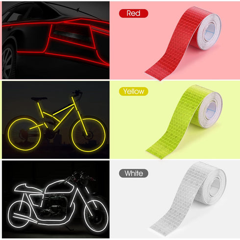 3 Rolls Reflective Tape Outdoor Waterproof Reflective Warning Tape Reflector Tape Night Safety Stickers Silver, Red, Yellow Reflective Tape for Tr...