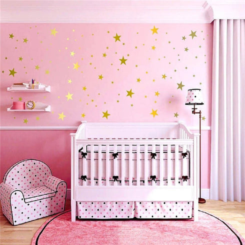 117Pcs Gold Stars Wall Decal Stars Pattern DIY Wall Stickers for Kids Rooms Home Decor...