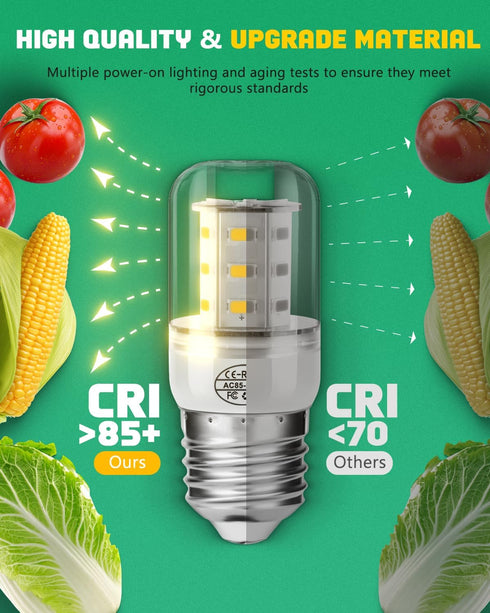 Refrigerator LED Light Bulb KEI D34L Refrigerator Bulb Light Replacement Fit for Frigi-daire Ken-More-2 Packs (3.5W 85V-265V E27 2700K Warm Light)...