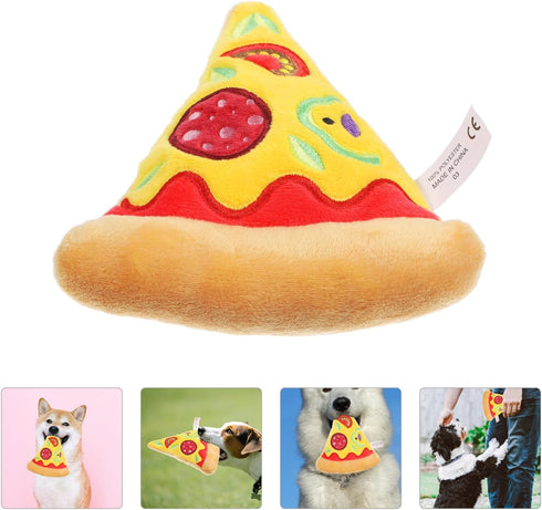 Dog Squeaky Toys Pizza Shaped Dog Toy, Puppy Biting Plush Chewing Toy for Puppy...