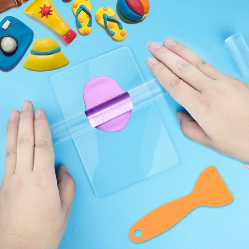 5 Pieces Polymer Clay DIY Tool, Marrywindix Acrylic Clay Roller with Acrylic Sheet Backing Board Plastic Scraper Assisted Shovel Rubber Clay Tools...