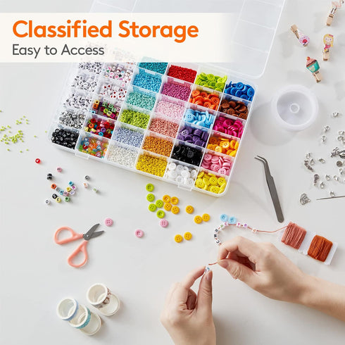 Lifewit 2 Pack 36 Grids Clear Stackable Plastic Organizer Storage Box Container with Adjustable Dividers for Beads, Art DIY, Crafts, Jewelry, Fish...