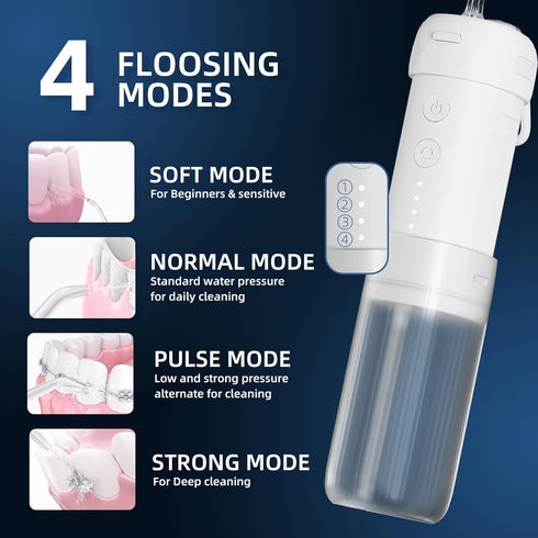 Portable Water Flosser for Teeth, Oral Irrigator, Cordless Mini Water Dental Flosser with Telescopic Water Tank, IPX7 Waterproof, Home & Travel Te...