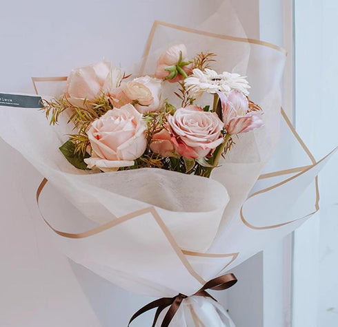FWSA WRAPS Korean Flower Wrapping Paper White Florist Bouquet Paper with12pcs 3D Gold Butterflies Stickers, Mother's Day 20pcs Gold Edge Gift Pack...