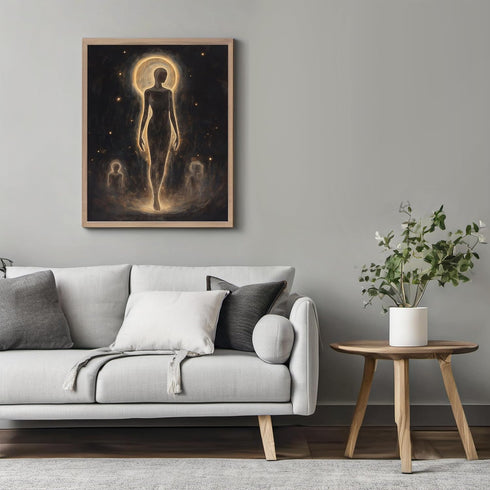 Posterizer 1 pcs-ethereal artwork of a being in cosmic setting 2-Abstract & Modern Art-Living Room Bedroom Decor- unframed wall art...
