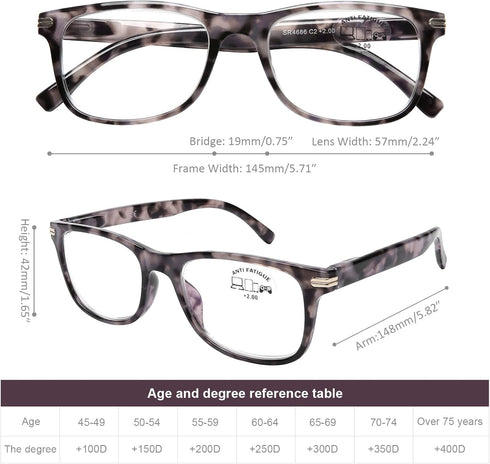 DOOViC Reading Glasses Set of 2 Blue Light Blocking Black/Tortoise Spring Hinge Quality Readers for Men and Women Anti Eyestrain 2.00 Strength...