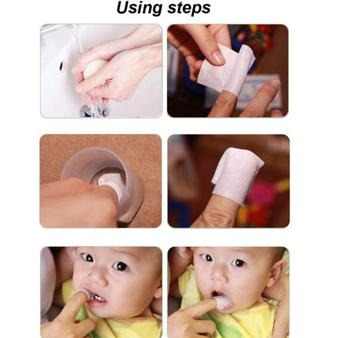 Baby Toothbrush Soft Gauze Infant Finger Clean Oral Toothbrush Infant Mouth Cleaner Individually Wrapped...