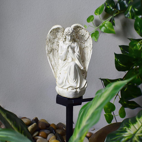 Garden Solar Light Outdoor Decor, Resin Angel Solar LED Light with Stake, Animal Waterproof Light for Flower Fence Lawn Passage Walkway Courtyard ...