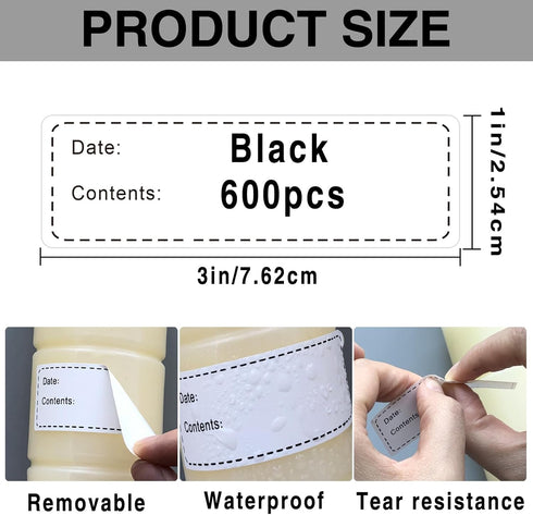 600pcs Removable Freezer Labels,1x3 Inch Food Storage Stickers Containers Date Stickers,Easy Clean and Write On Refrigerator Freezer Paper Label,N...