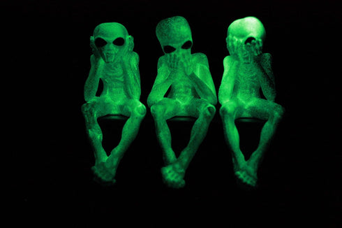 Ebros Glow in The Dark See Hear Speak No Evil Alien Shelf Sitters Set of 3 Extra Terrestrial Creatures Alien Figurines...