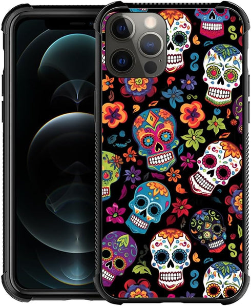TnXee Case Compatible with iPhone 12/12 Pro Case?Sugar Skull Pattern Design Casae for iPhone 12/12 Pro Cases for Men Women, Shockproof Anti-Scratc...