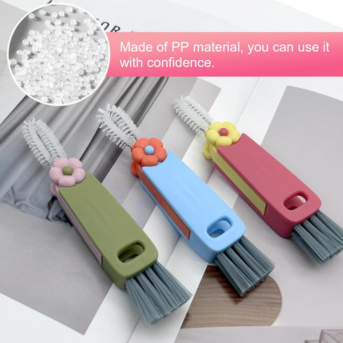 6 Pcs 3-in-1 Bottle Cleaning Brush Set, Multifunction Silicone Cup Lid Gap Cleaner, Home Kitchen Crevice Cleaning Tools, Multicolor...