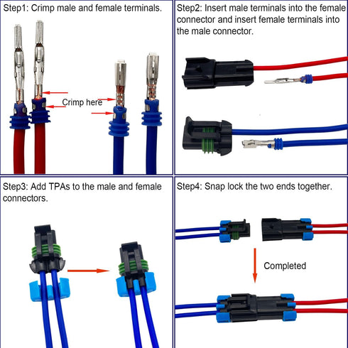 14-12 AWG 2 Pin Connector Weather Pack Connectors Kit 2 Wire Waterproof Automotive Electrical Plug Connectors Quick Connect and Disconnect (4 Set)...