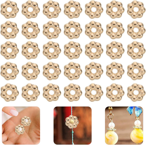 2000Pcs Flower Shape Septal Bead 6mm Tibetan Style Daisy Spacer Beads Loose Beads for DIY Bracelet Necklace Jewelry Making Supplies Golden...