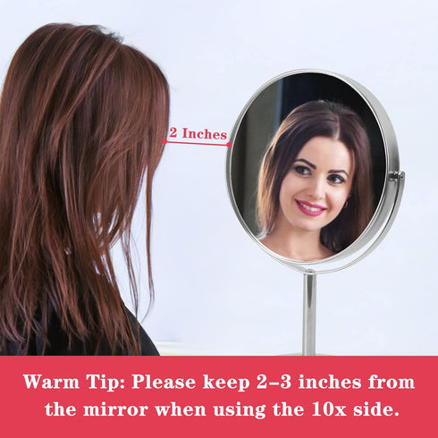 Schliersee 10X Magnifying Makeup Mirror 8 inch, Double Sided Makeup Mirror, 1X/10X Magnification Standing Swivel 8" Table Desk Mirror for Dresser ...