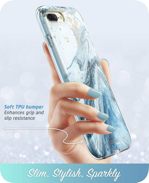 i-Blason Cosmo Glitter Clear Bumper Case for iPhone 8 Plus/iPhone 7 Plus, Blue...