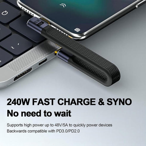 Short USB C Cable (5 inch),240W USB to USB C Cable 90 Degree, 40Gbps Data Transfer Support 8K@60Hz for iPhone 15 &MacBook & iPad Pro & Samsung...